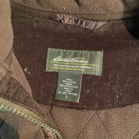 Eddie Bauer Snap Up Jacket Vest women size Large-  Brown sleeveless - Picture 7 of 9
